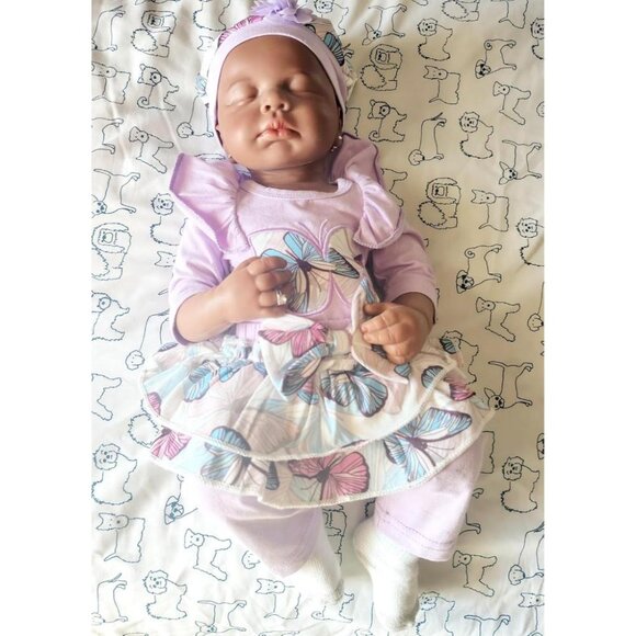 🆕19 inch Full Body Platinum Silicone Bald Baby Dolls Sleeping Zora-tan Boy - Picture 2 of 10